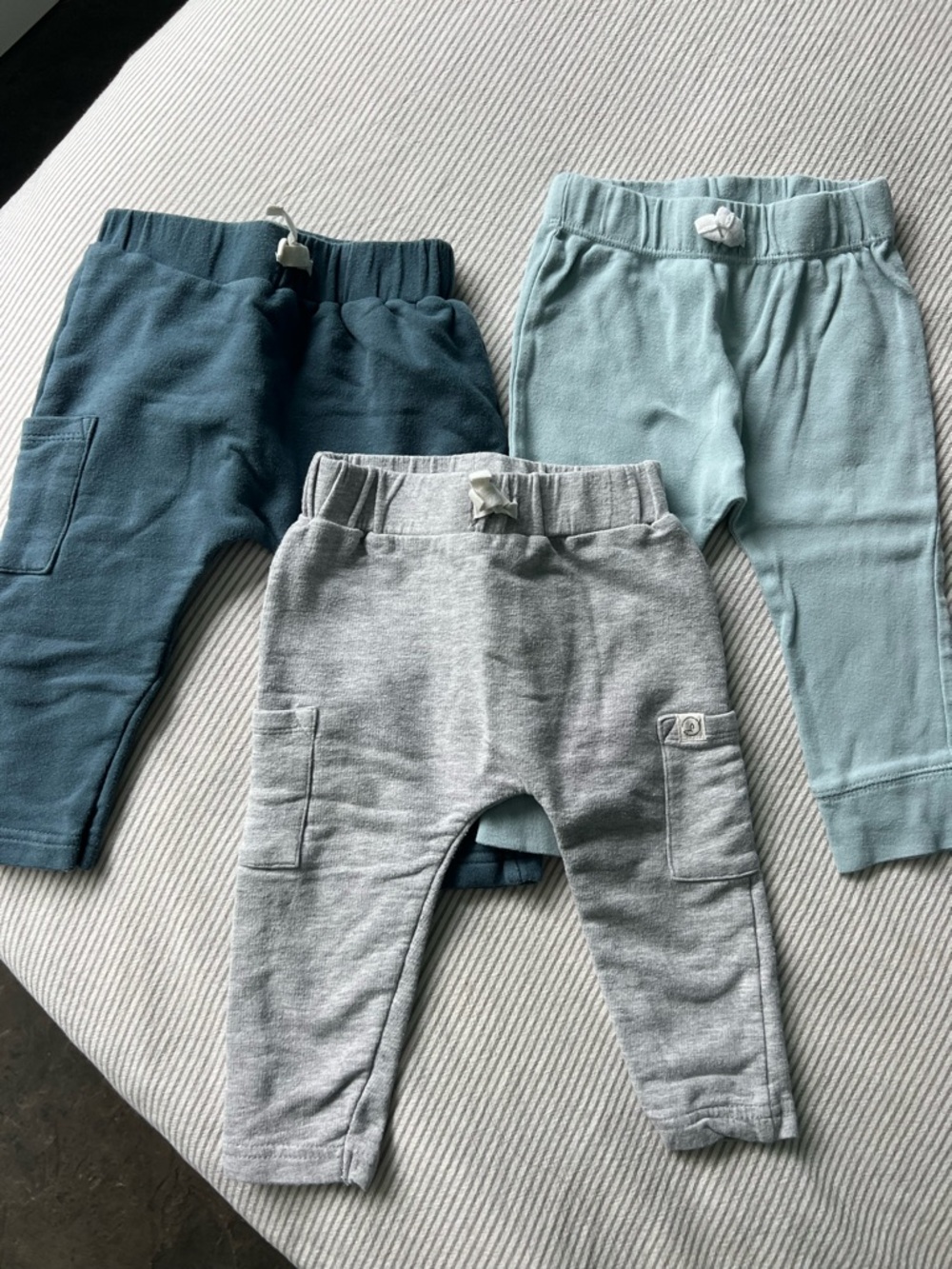 Carter’s Pull-On Pants - Set of 3 (Blue, Light Blue, Gray) 9 Month Cotton